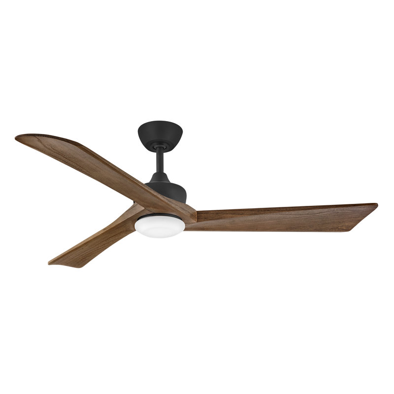 Hinkley Sculpt 60" Integrated LED Smart Ceiling Fan w/ HIRO remote, Matte Black, Walnut