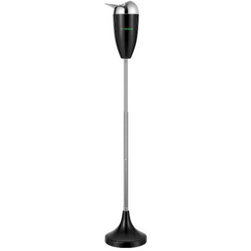 Cendrier sur pied réglable avec couvercle en acier inoxydable, Noir