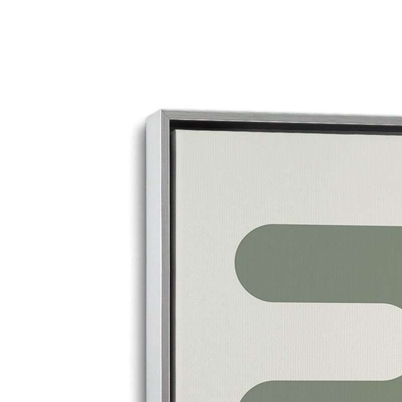 Circuits minimalistes du Bauhaus, H 18,75 po x l 12,75 po x P 1,25 po, Beige / vert, Cadre flottant en chrome poli
