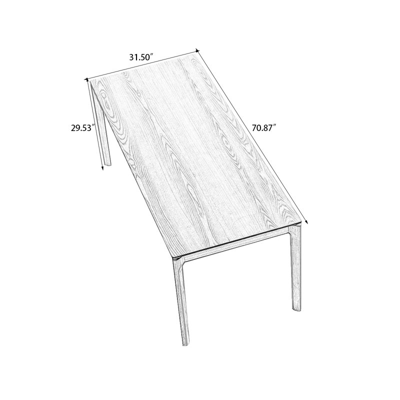 Burlywood Rectangular Solid Wood Dining Table, 29.53"H x 70.87"L x 31.5"W
