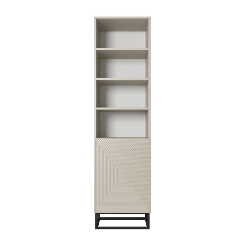 Azjon 190cm H x 50cm W Standard Bookcase, Cashmere/Black