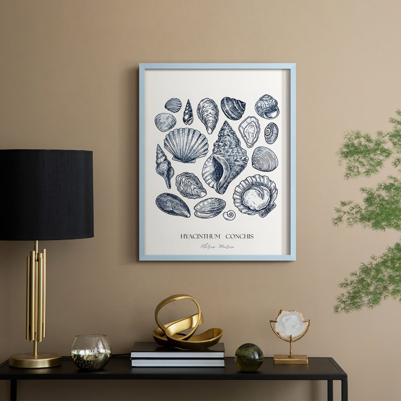 Reproduction encadrée d'époque nautique rétro - bois massif, H 21 po x l 17 po, Bleu