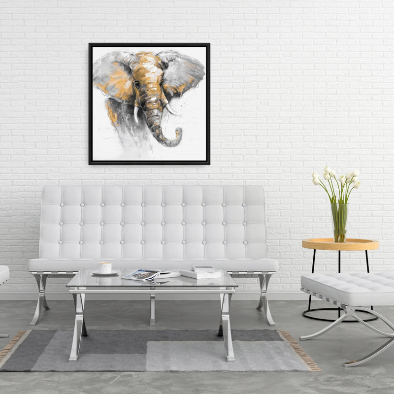 «Beautiful Golden Elephant», H 24 po x l 24 po