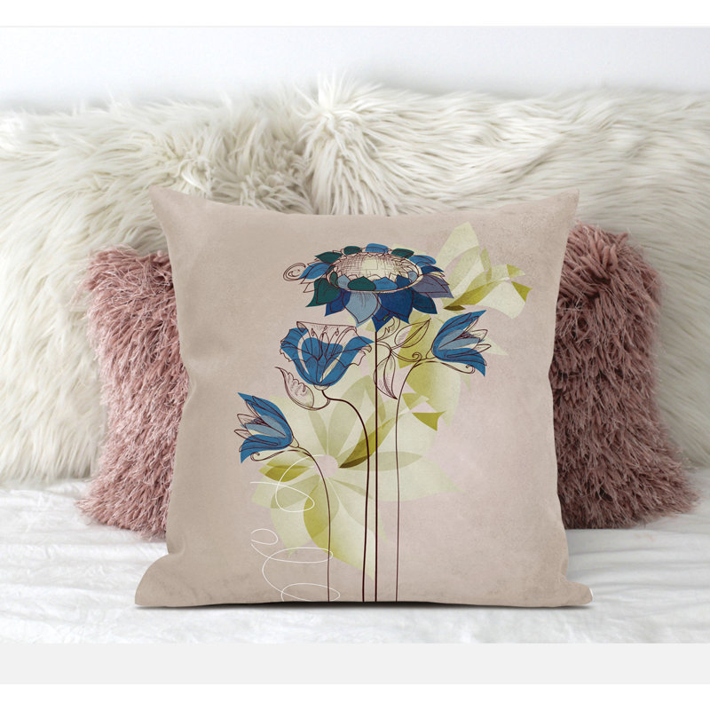 Indoor / Outdoor Square Cushion, Blue/Green/Pink, 66cm H x 66cm W