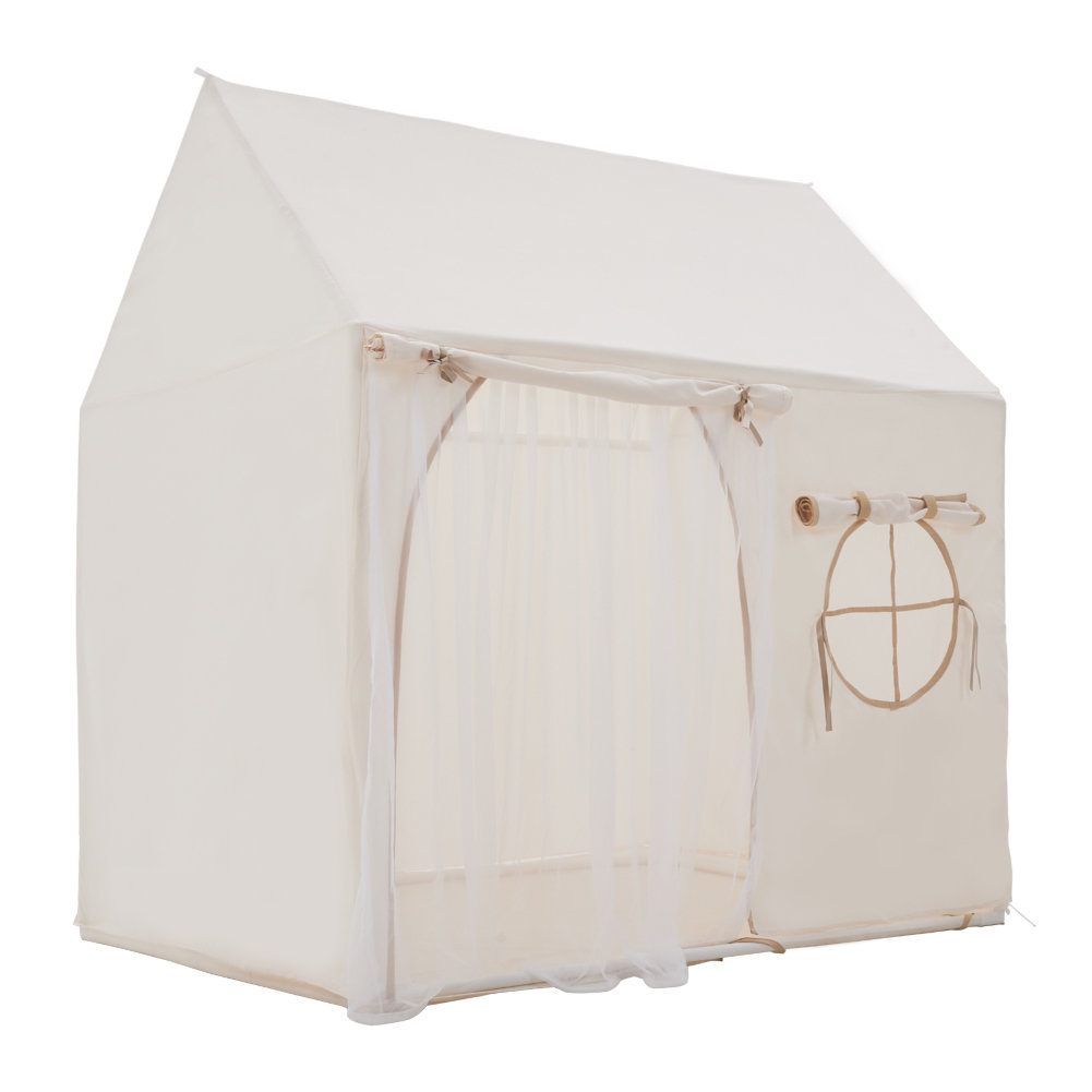 Charming Kids' Play Tent with Curtain Door and Sturdy PVC Frame