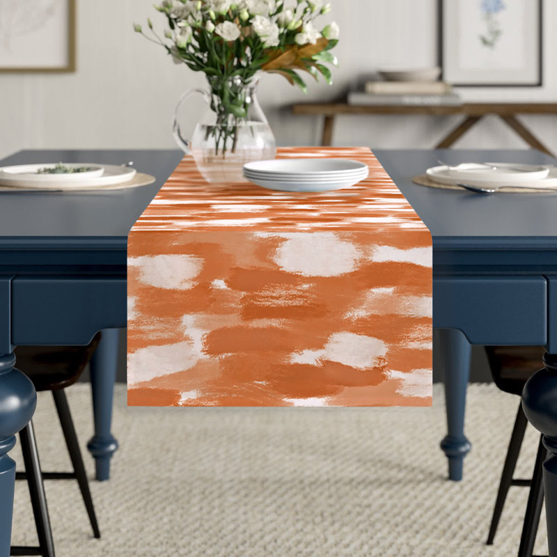 Chemin de table Maribeth, 90 po x 16 po, Orange, Abstrait
