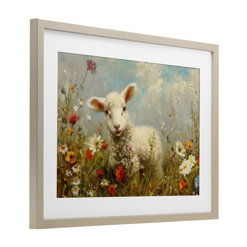 «Wildflower Lamb Portrait», reproduction encadrée sous verre, design par LSR Design Studio, H 17 po x l 23 po