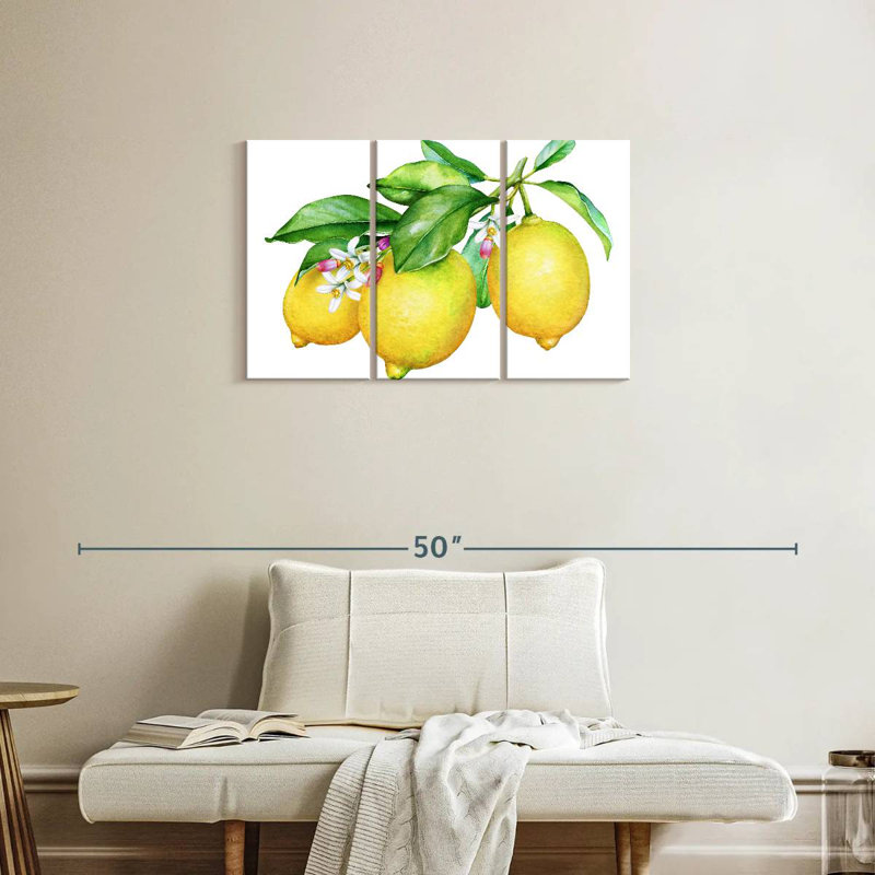 Yarlin 3 citrons et fleurs, H 20 po x l 33 po