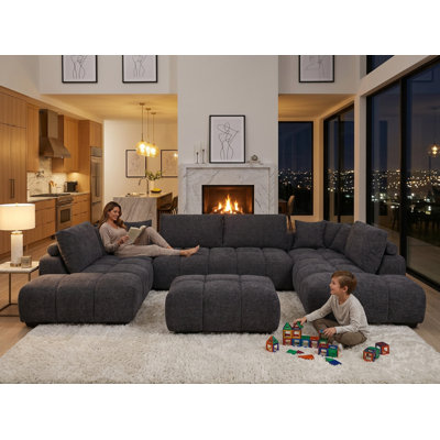 Oversized Modular Sectional Sofa With Ottoman & Chaise, Modern Tufted Cloud Sofa For Living Room