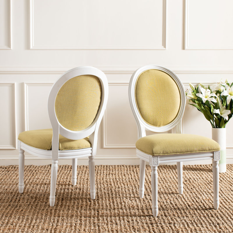 Chaise d'appoint Roi Louis en bois massif Denholme, Vert, Crème