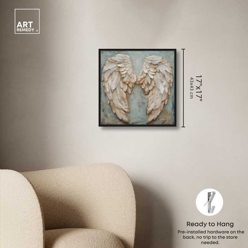 Art mural Wings of Ash I, H 17 po x l 17 po x P 1,8 po, Cadre flottant noir