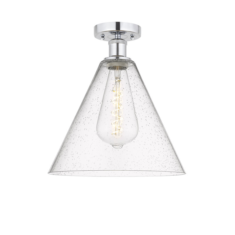 Anirud Glass Semi Flush Mount, 14.75" H x 12" W x 12" D, Polished Chrome