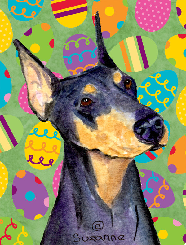 Drapeau de jardin Atara, Doberman (noir et mauve)