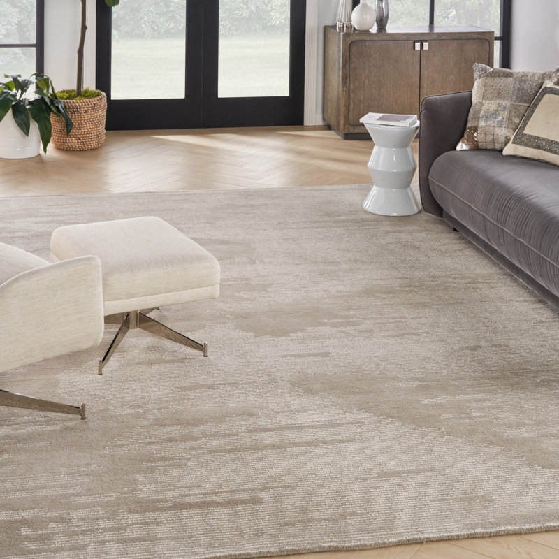 Laurene Abstract Area Rug in Taupe/Ivory, Rectangle 8'6" x 11'6"