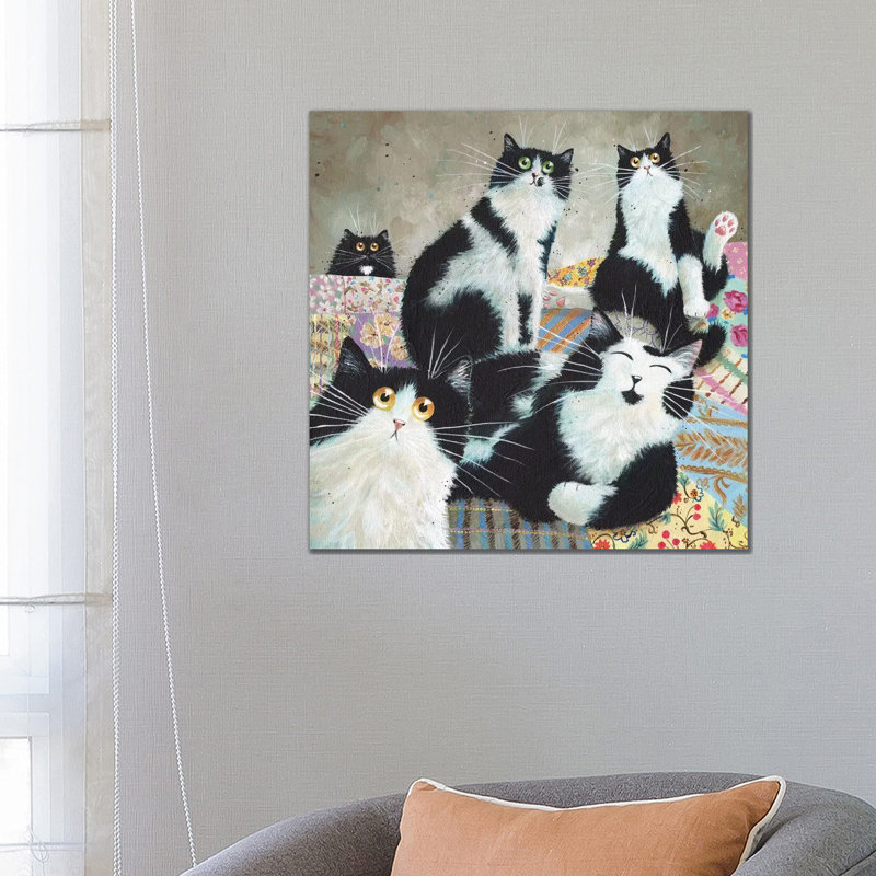 Patchwork Cats by Kim Haskins - Wrapped Canvas Print, 66.04 cm H x 66.04 cm W x 1.91 cm D