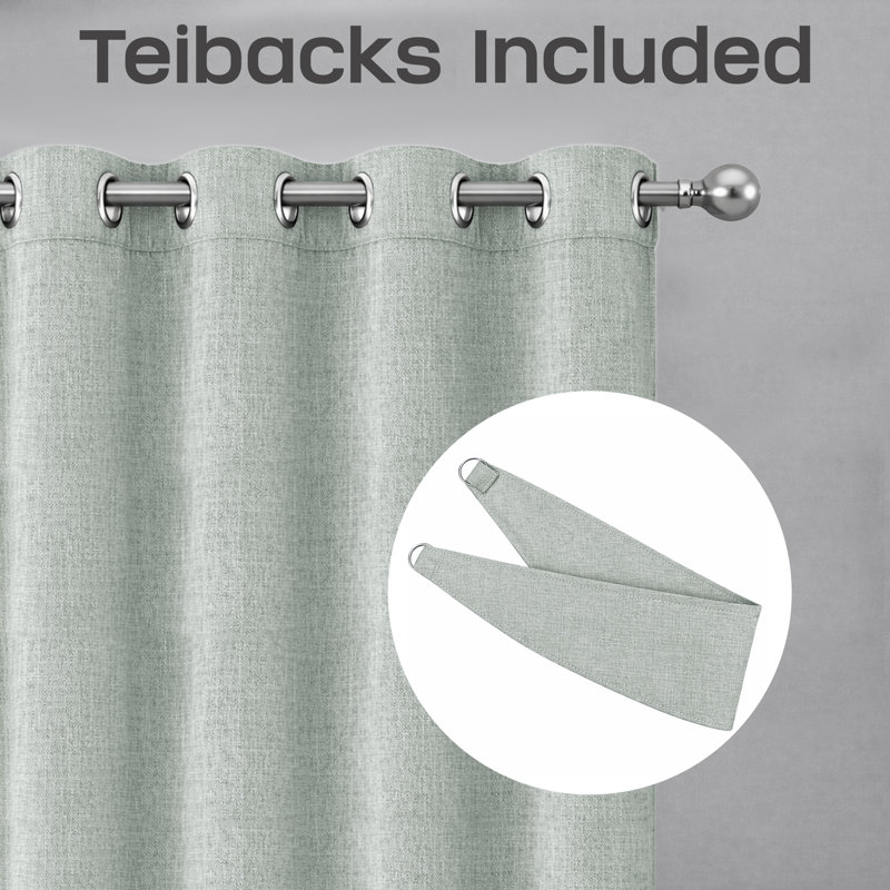 Aspire Homeware Linen 100% Blackout Single Panel Curtain for Noise Reduction and Light Blocking, Sage Green