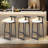 Set Of 3 Wooden Round Bar Stools With Backrest, Footrest And Metal Legs-554753849