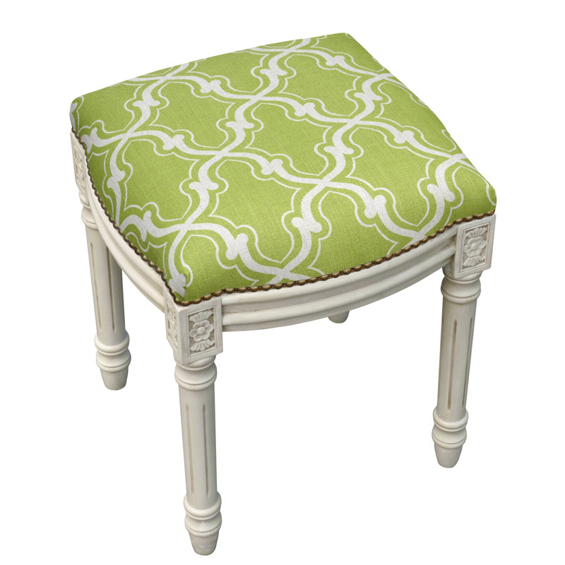 Tabouret de coiffeuse en bois massif Polizzi, Vert chartreuse