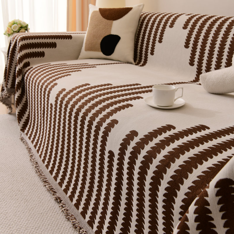 Housse pour canapé en chenille, L 134 po x P 71 po, Chenille brun