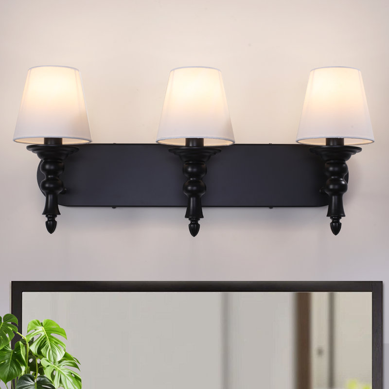 Éclairage pour salle de bain à 3 lumières à intensité variable, Noir mat, 3 Lights