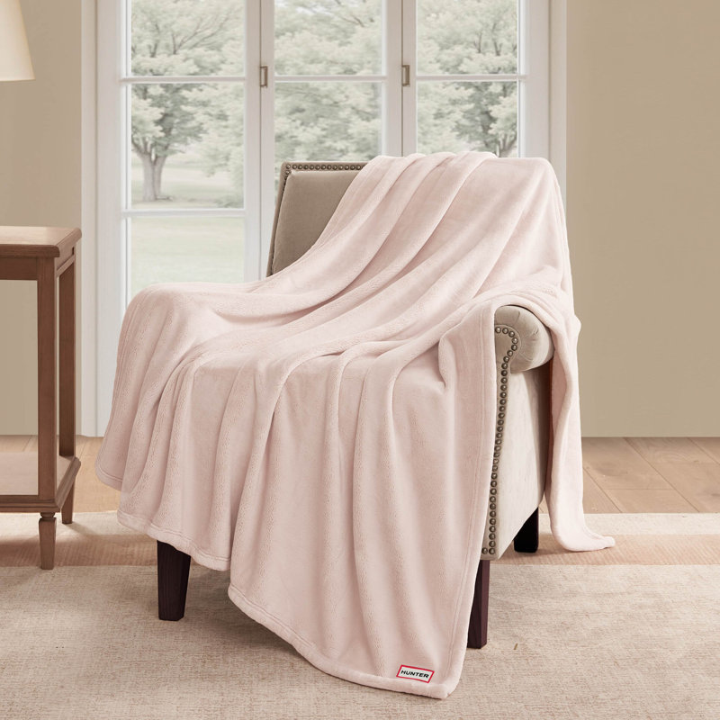 Hunter Coco Flannel Throw Blanket, Mauve Pink Chalk