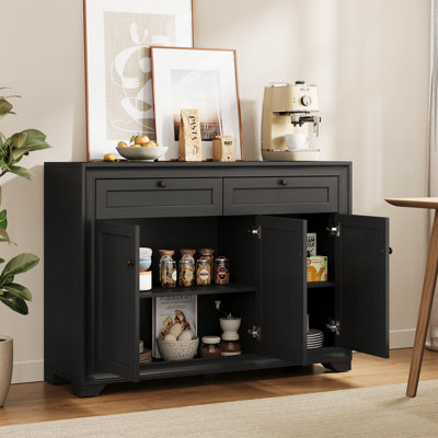 Buffet 48 pouces avec rangement, 2 tiroirs et 3 portes