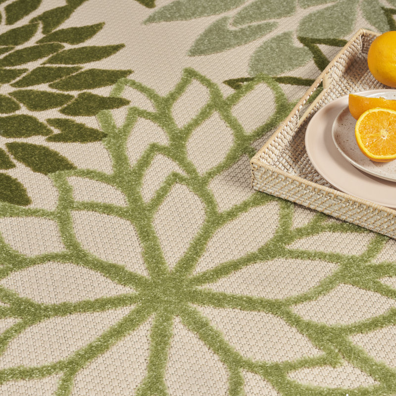 Tapis intérieur / extérieur floral Aril, Rectangle 12 pi x 15 pi