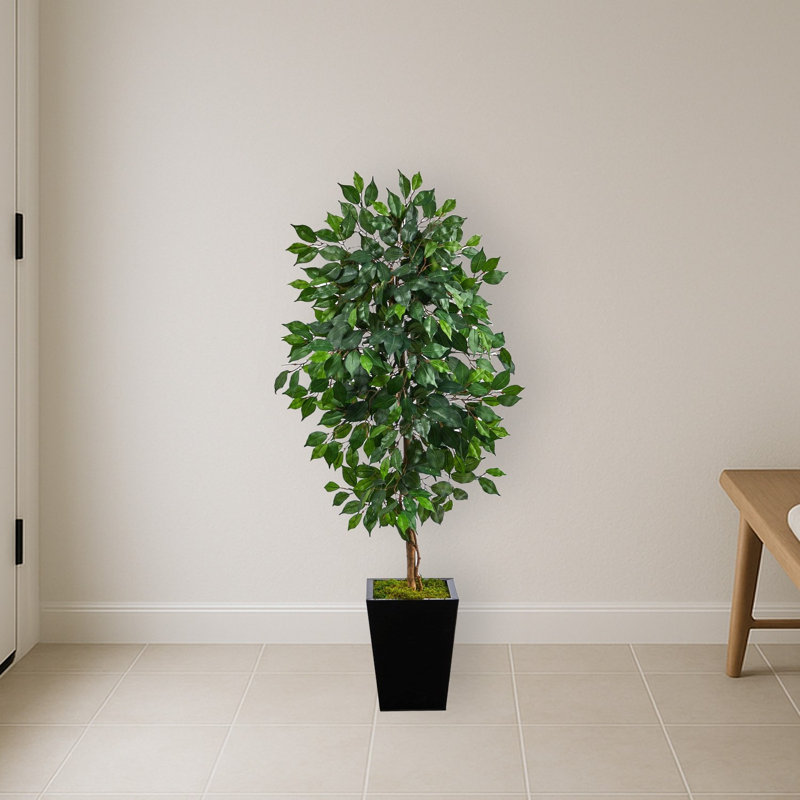 Ficus Artificial Tree in Black Metal Planter