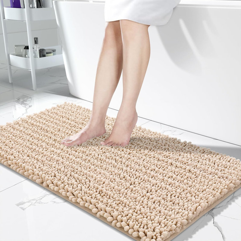 Tapis de salle de bain lavable ultra doux et absorbant, 55 po x 24 po, Marron clair