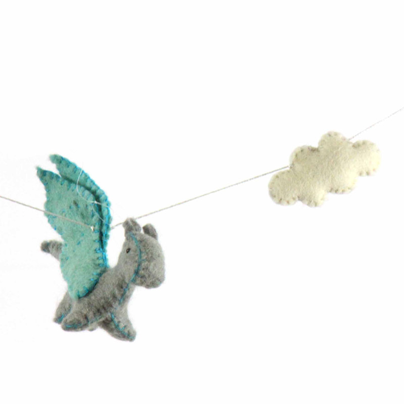 Guirlande dragon feutre Chelan, Bleu / Gris