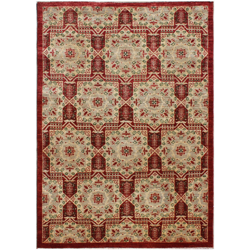 Geometric Hand Knotted 123cm X 177cm Area Rug