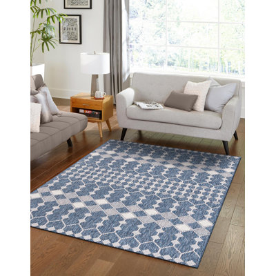 Tapis extérieur bleu Traliccio