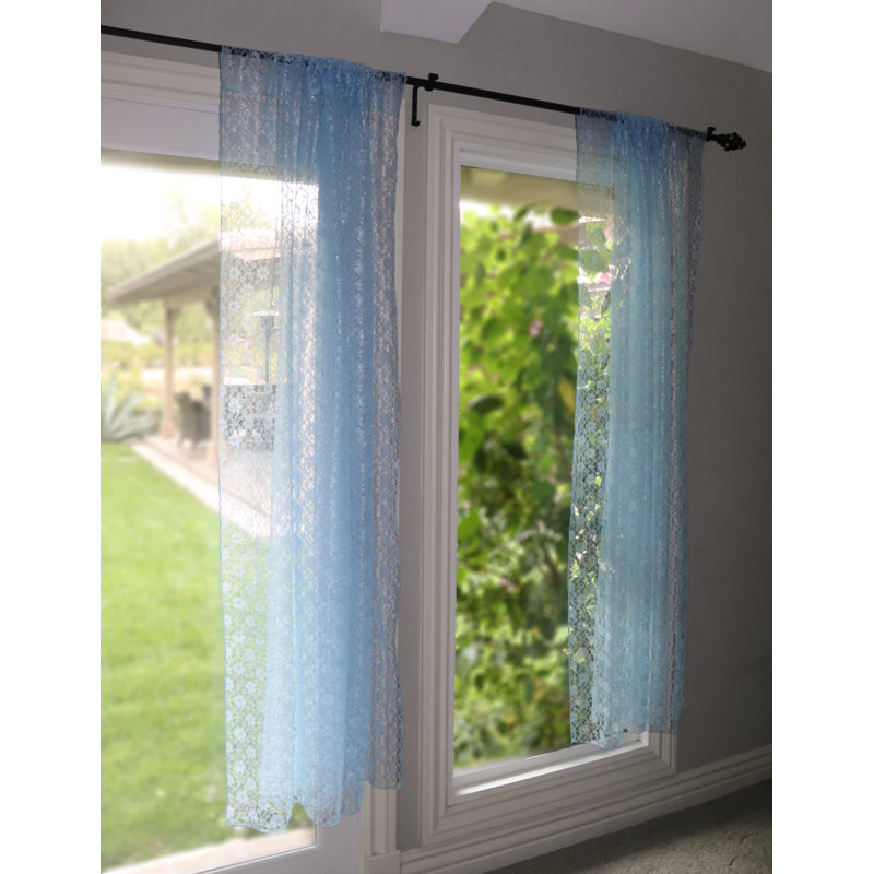 Pateros Lace Sheer Curtain Single Panel, 58" W x 108" L, Light Blue