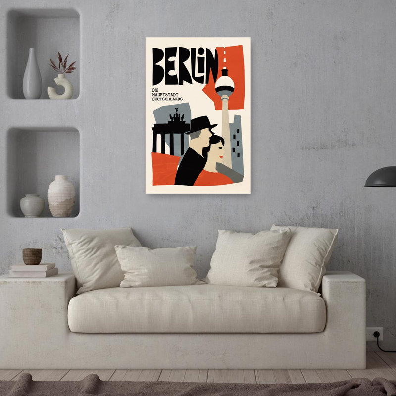 «Retro Berlin Travel Classic Retro Vintage Architecture City», reproduction d'art murale, H 36 po x l 24 po