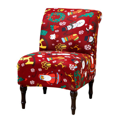 Armless Accent Chair Cover Slipcover - Stretch Spandex Christmas Slip Cover For Accent Chairs, Non-Slip Holiday Protector