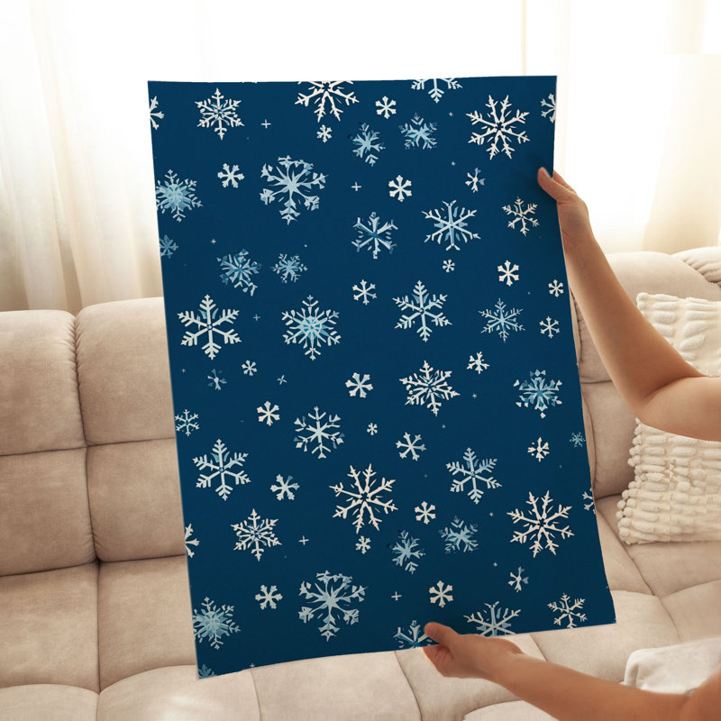 «Landscape and Nature Christmas Snowflakes», impression d'art moderne sans cadre bleu, H 16 po x l 12 po