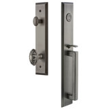 Fifth avenue Handleset with Single Cylinder Deadbolt and Grande Victorian Door Knob and Fifth avenue Rosette