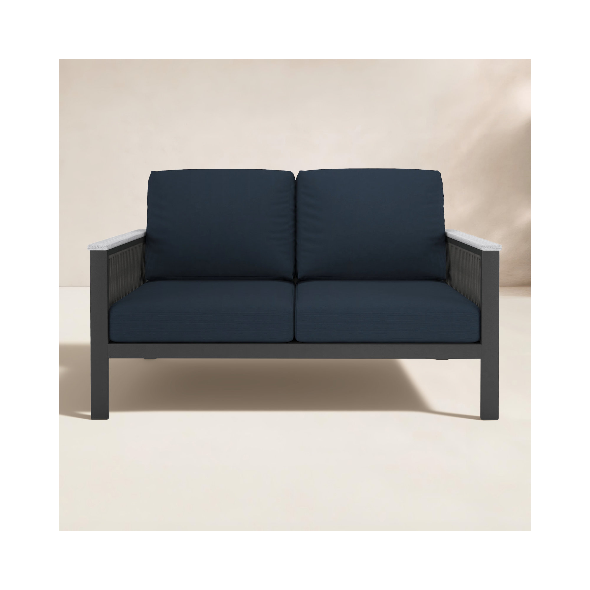 Townsend 55'' Wide Outdoor Loveseat with Sunbrella® Cushions, Canvas Navy Sunbrella® Canvas