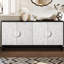 Buffet rétro blanc avec cadre noir et grand espace de rangement-1001920702