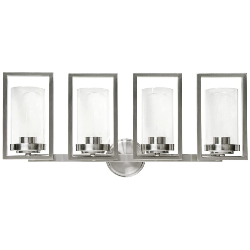 Applique murale à bras 4 lumières Kinzington en nickel satiné brillant