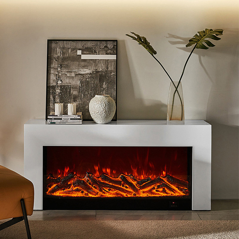 Meuble télé avec foyer électronique encastré, 47.24"