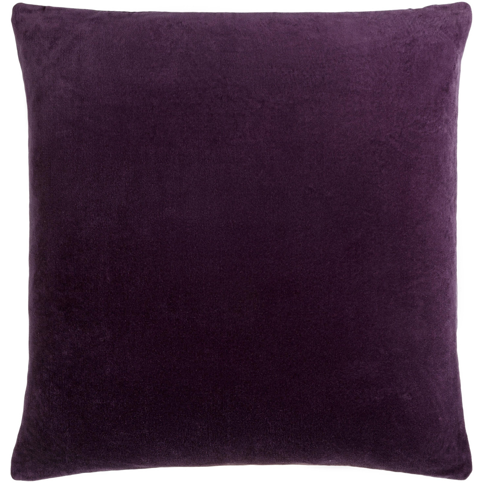 Denny Velvet Throw Pillow , Down, Purple, Square 18"