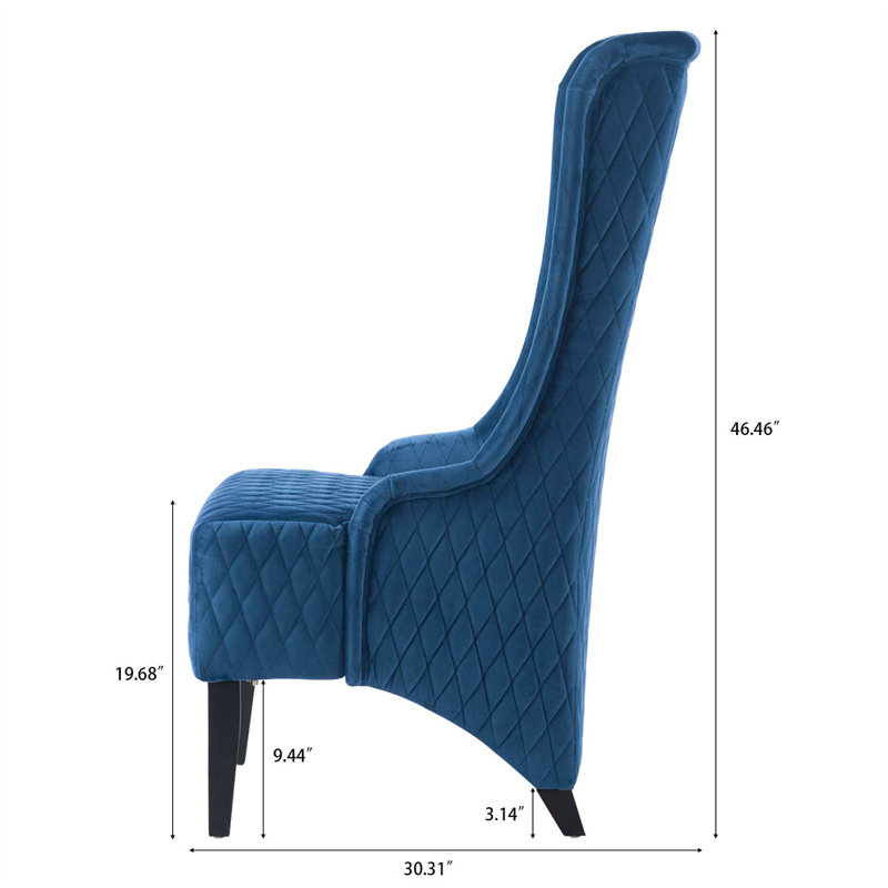 Fauteuil à oreilles large 23,03 po Rivah, Polyuréthane bleu marine, 1 