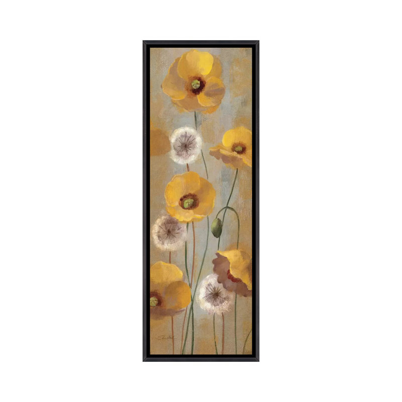 «Spring Poppies I» par Silvia Vassileva, reproduction d'art sur toile, Toile avec cadre noir patiné