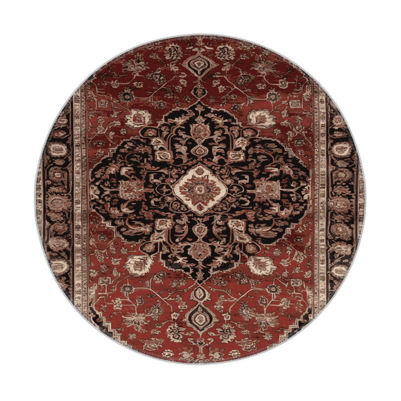Tapis turc intérieur et extérieur brun, Rond 5 pi