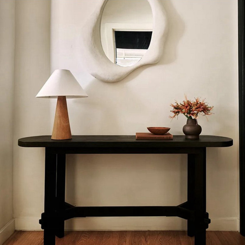 Table de véranda entièrement en bois massif de style français., H 31,5 po x l 62,9 po x P 13,7 po, Noir