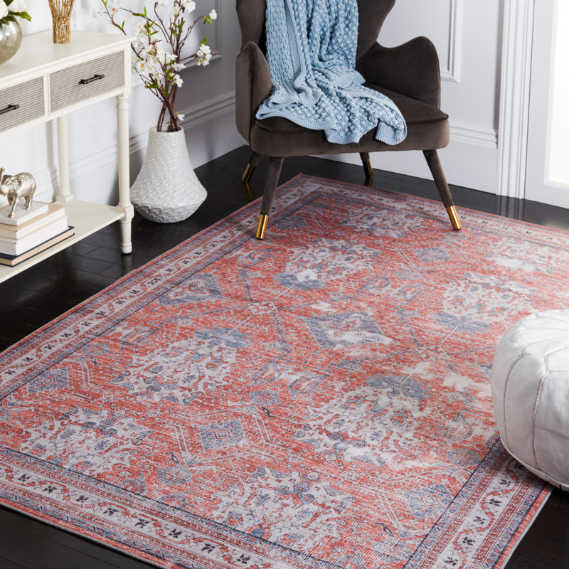 Tapis de couleur rouille / beige Ziebarth 188 M / W S / R, Rectangle 8 pi x 10 pi