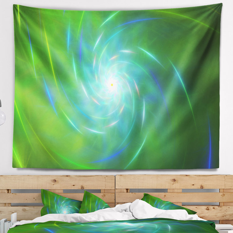 Tapisserie de conception abstract green fractal tourbillon, H 50 po x l 60 po