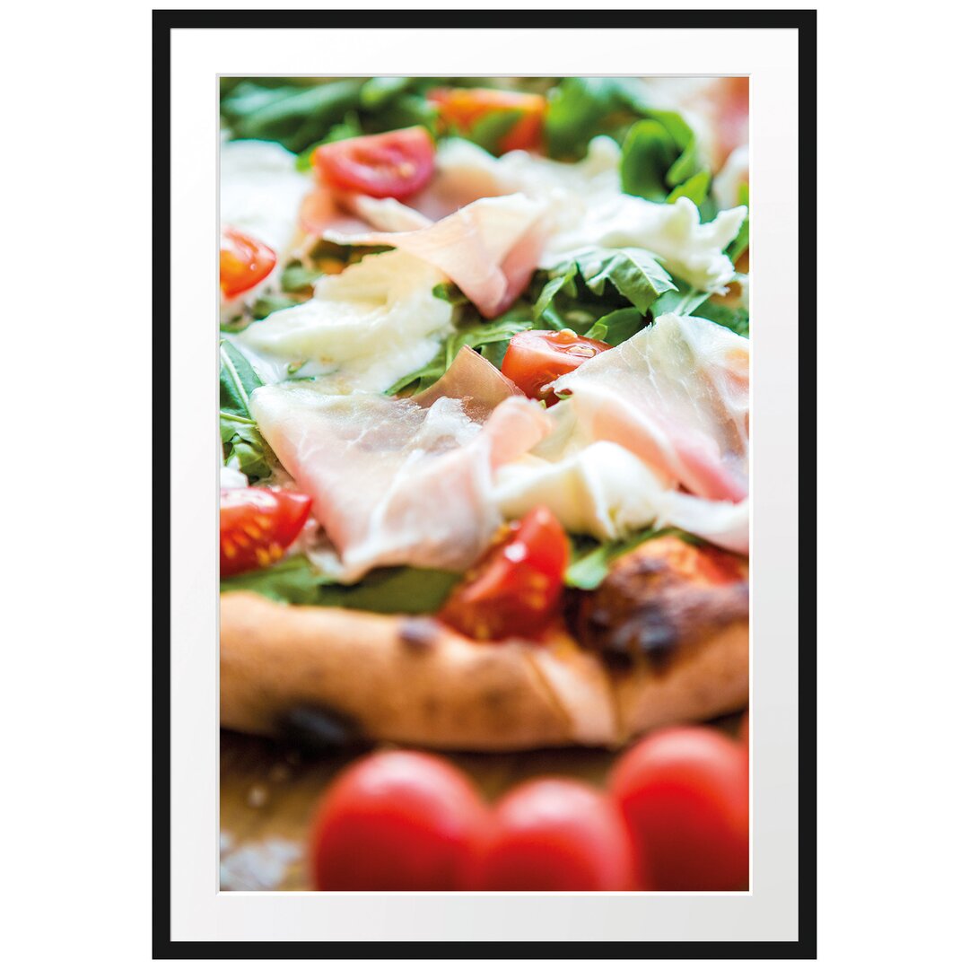 Gerahmtes Poster Pizza mit Parmaschinken