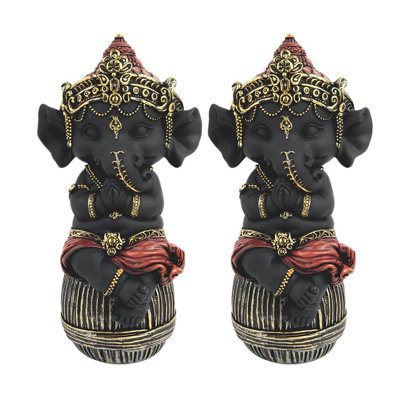 "Ensemble de 2 pièces" ICE ARMOR H 6,25 "noir Ganesha assis sur un repose-pieds